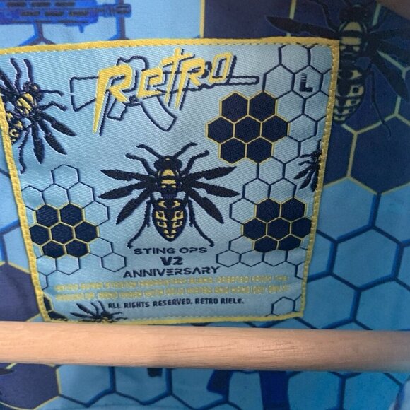 Retro Rifle Shirt Mens Large Sting Op V2 Button Down Bee Honeycomb Pocket Casual - Picture 5 of 8